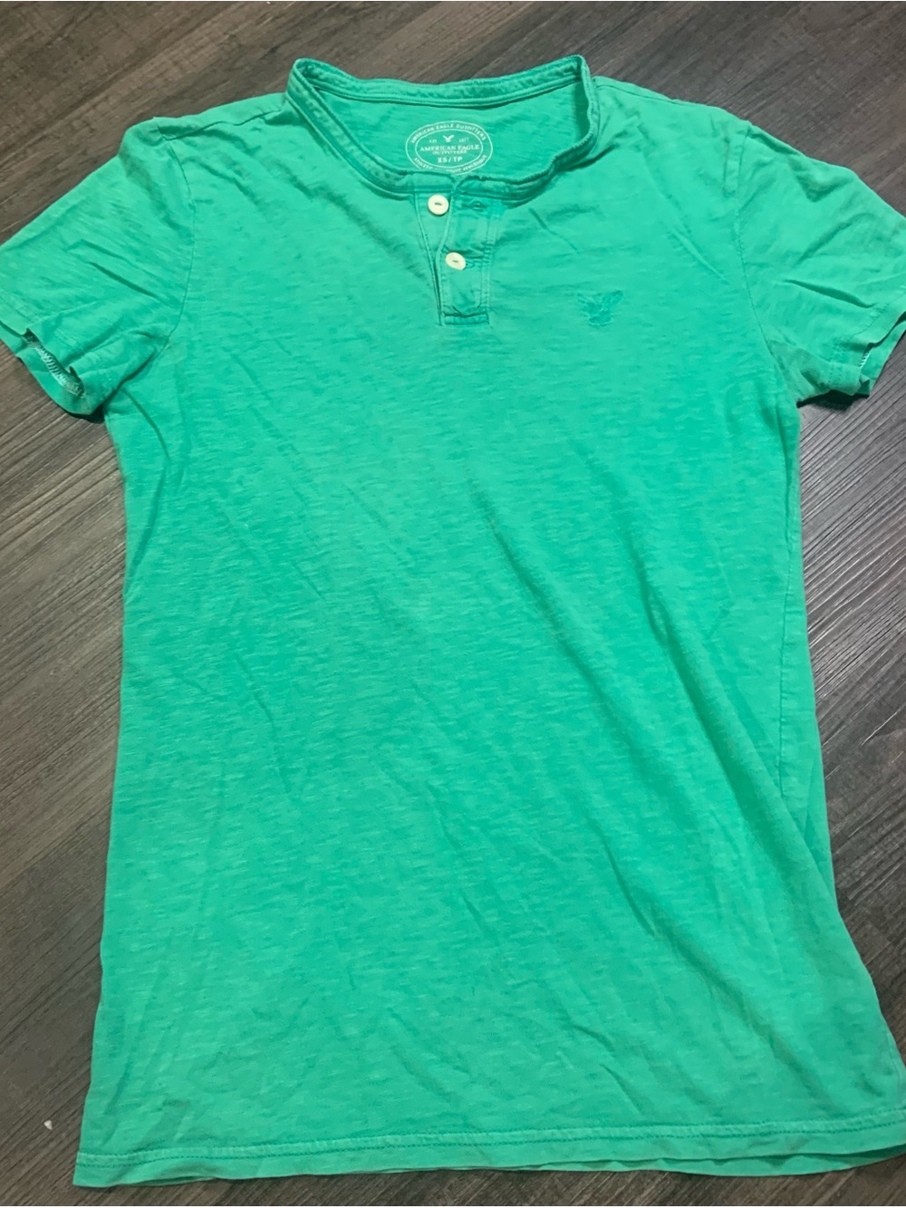 American Eagle Outfitters Teal-Green Short Sleeve Henley Tee